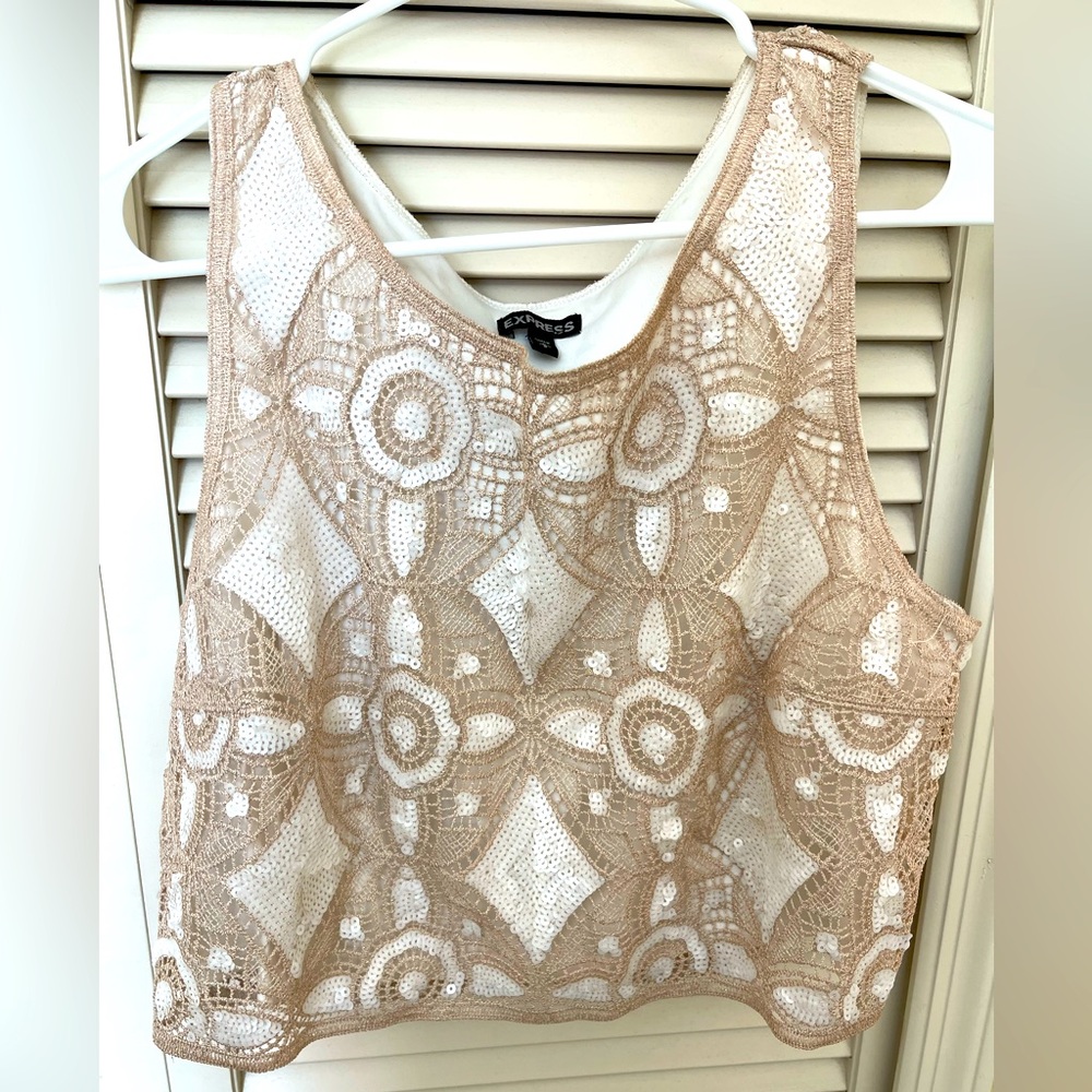 Vintage Express sequin crop top, size L